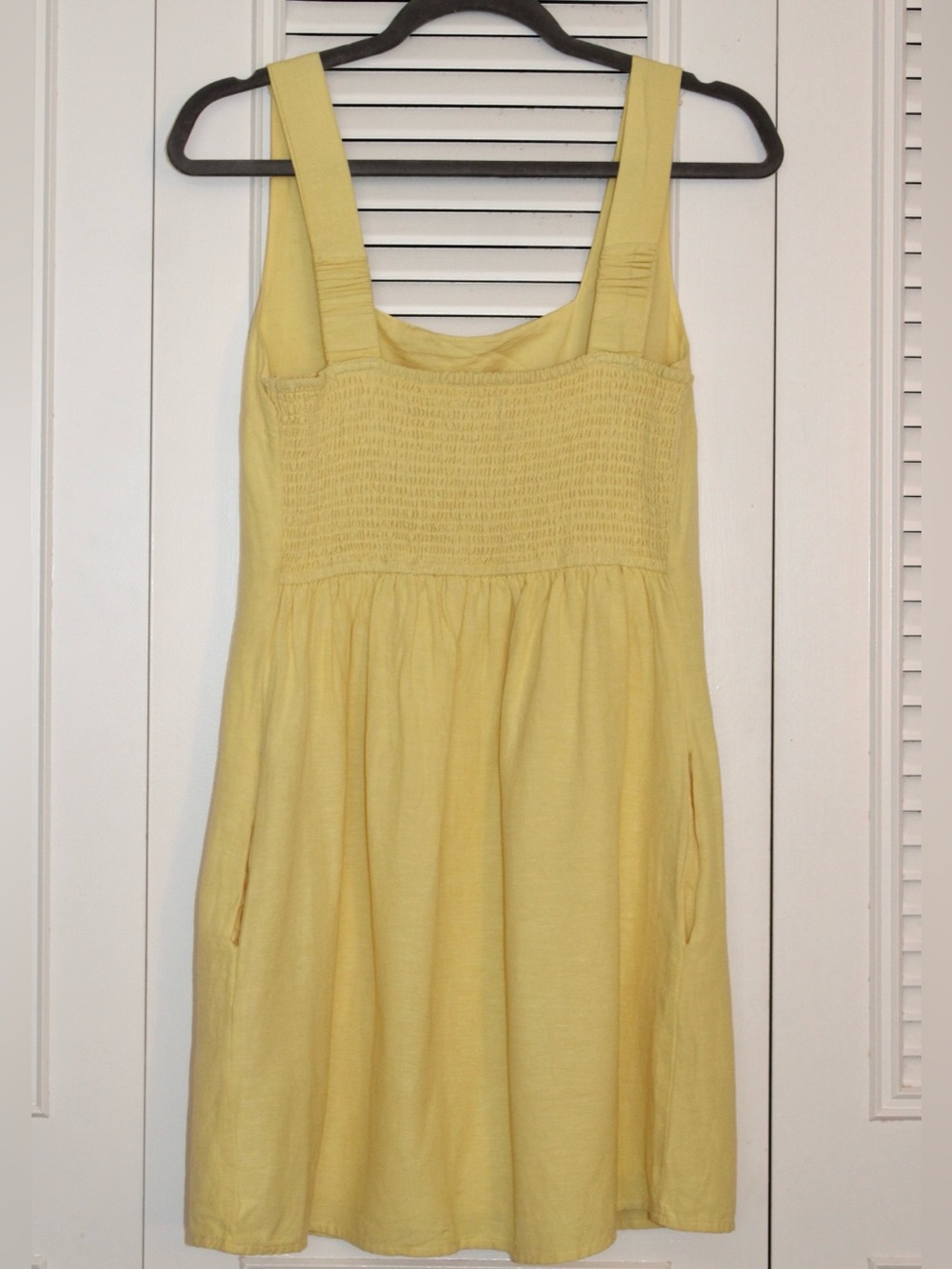 Japna Yellow Square Neck Linen Mini Dress - Picture 2 of 3